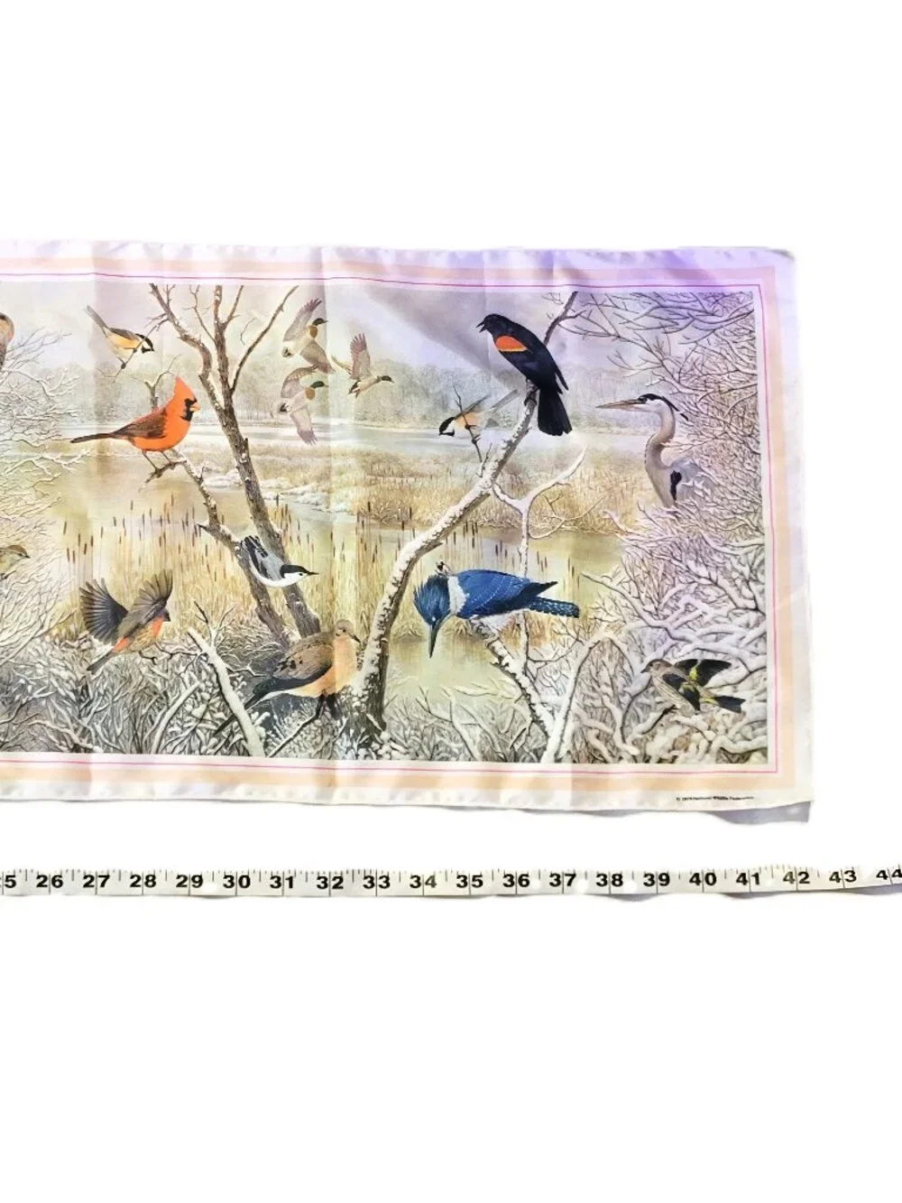 Vintage 1979 National Wildlife Federation Bird Scarf Winter Nature Print 42